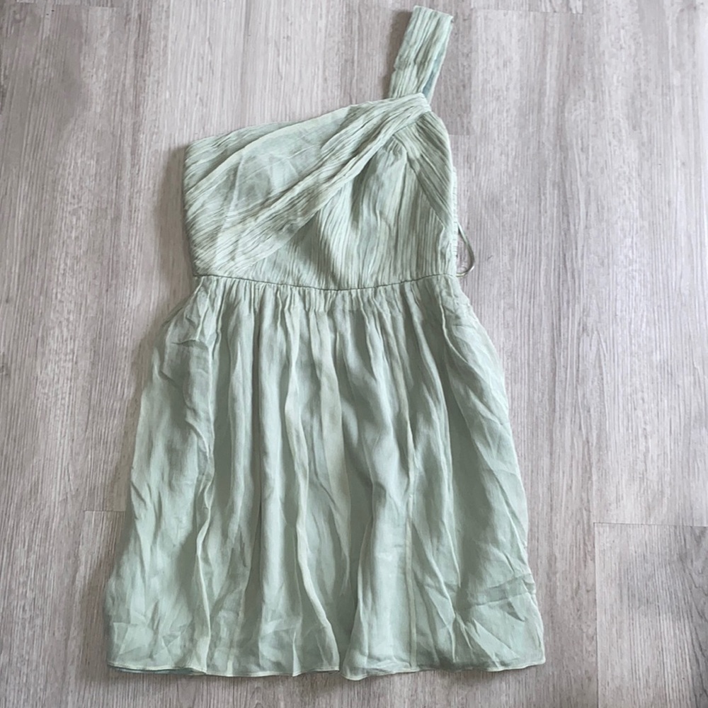 J Crew One Shoulder 100% Silk Chiffon Lucienne Party Dress